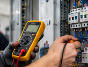 Handen meten met een multimeter aan een groepenkast